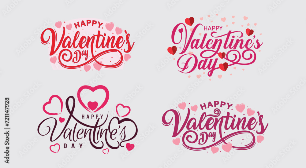 Valentines day illustrations and typography elements set.

