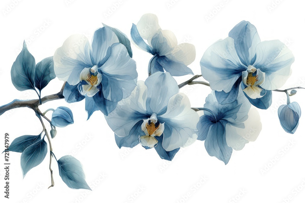 Fototapeta premium watercolor white orchids isolated on white background, in the style of earth tone color palette