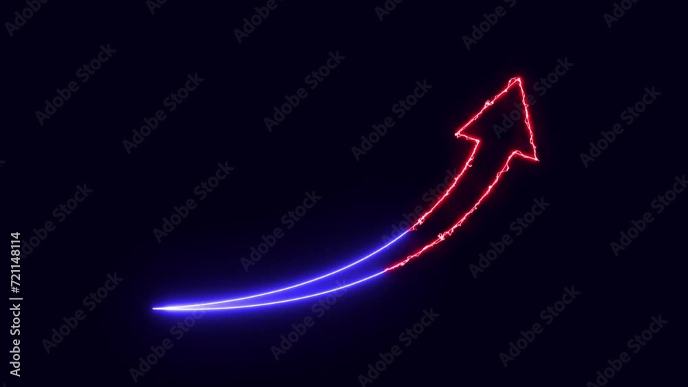 Rising up arrow on chart graph animated icon, neon Infographic growth object animation. Increase sales in business flat cartoon 4K Rising up arrow on chart graph animated icon, neon Infographic growth object animation. Increase sales in business flat cartoon 4K