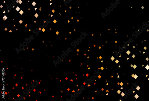 Dark yellow, orange vector background with triangles, circles, cubes.