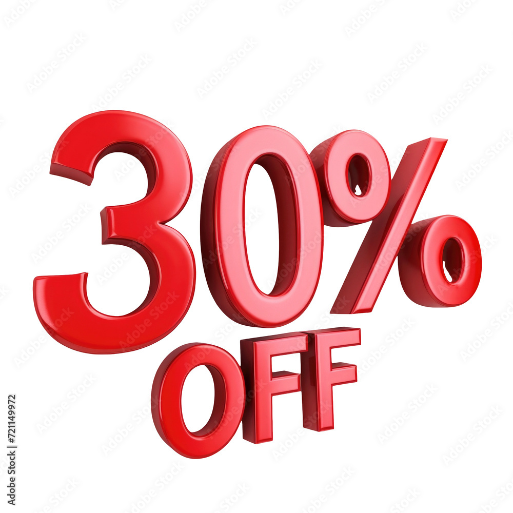 3D rendering object 30% discount offer transparent background 3D rendering object 30% discount offer transparent background