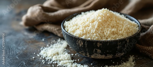 Deliciously Raw, Unprepared Semolin in a Bowl for an Irresistible Meal: Raw Beauty, Unprepared Simplicity, Semolin Perfection