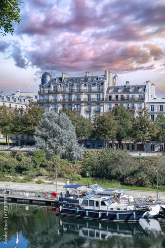 Paris, Bastille, the harbor with houseboats photo