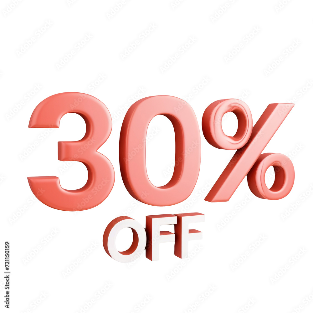 3D rendering object 30% discount offer transparent background 3D rendering object 30% discount offer transparent background