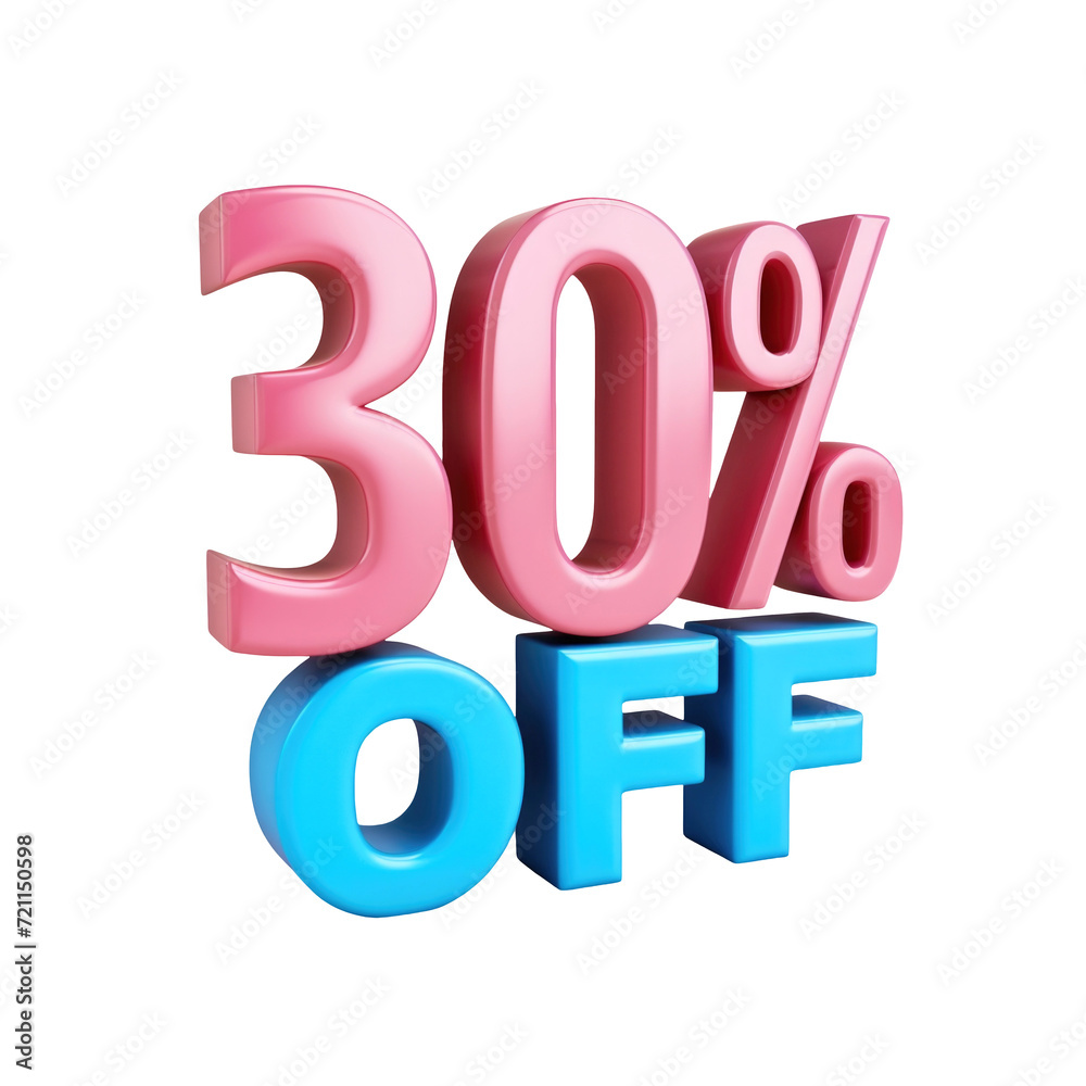 3D rendering object 30% discount offer transparent background 3D rendering object 30% discount offer transparent background