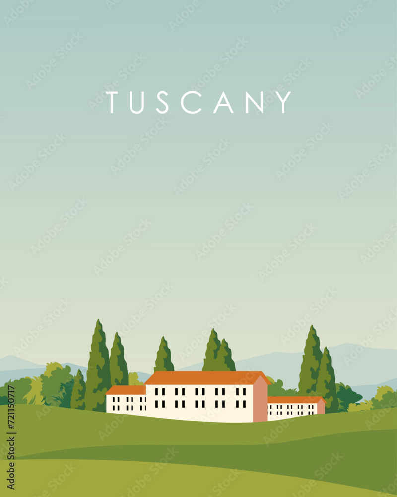 Tuscany, Italy, poster design, postcard.