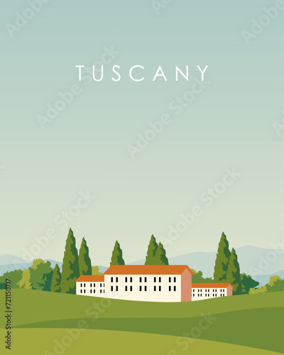 Tuscany, Italy, poster design, postcard.