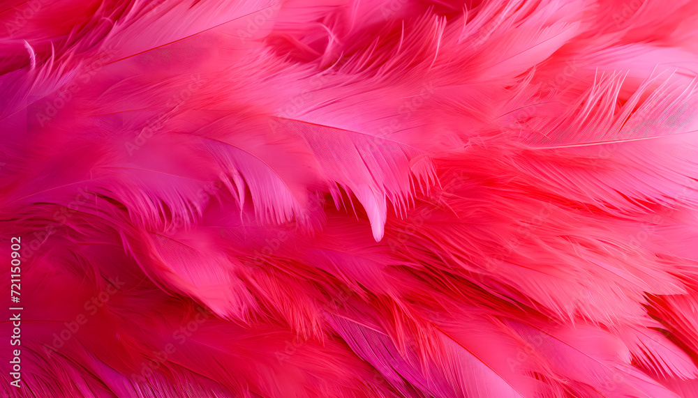 Obraz premium Beautiful pink feathers as background. Close-up, Macro background, Feathers texture. Colorful Banner