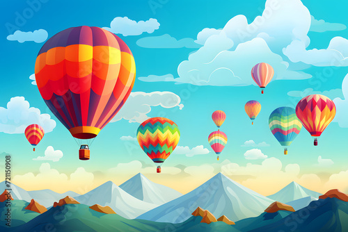 Colorful hot air balloons floating in the sky 