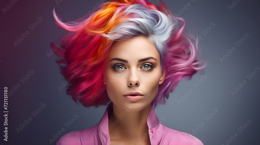Colorful portrait of a young woman feeling confident
