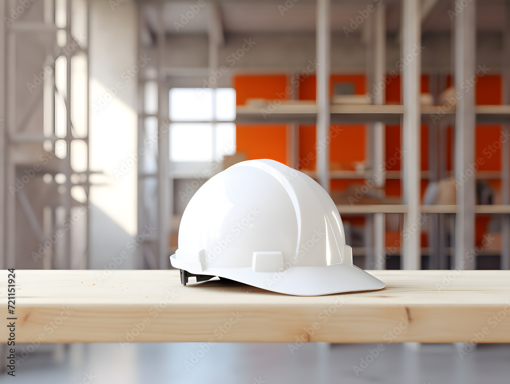 construction helmet on white table construction helmet on white table