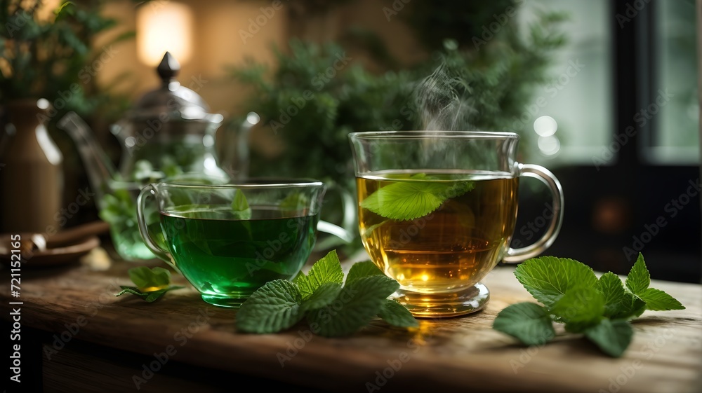 "Invigorating Herbal Tea: Nature's Brew for Health and Wellness" - obrazy, fototapety, plakaty 