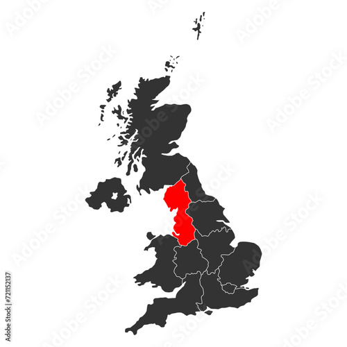 North west of United Kingdom of Great Britain and Northern Ireland map, detailed web vector