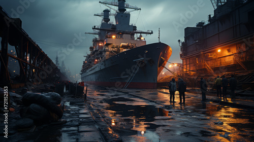 Naval Warfare: Exploring the Power of Ships in an Awe-Inspiring Maritime Setting, generative AI
