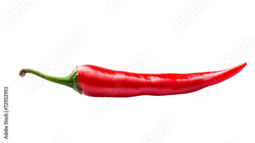 Straight red hot chili pepper isolated on a white or transparent background, PNG, curved fresh red chilli
