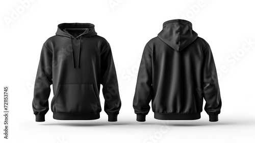  Blank black hoodie template. Hoodie sweatshirt long sleeve. AI generative 