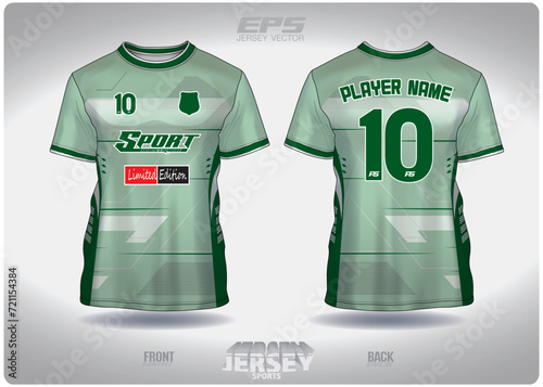 EPS jersey sports shirt vector.Green technology pattern design, illustration, textile background for round neck sports t-shirt, football jersey shirt.eps