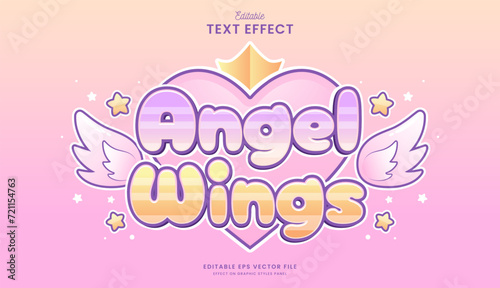 decorative cute angel wings editable text effect vector design