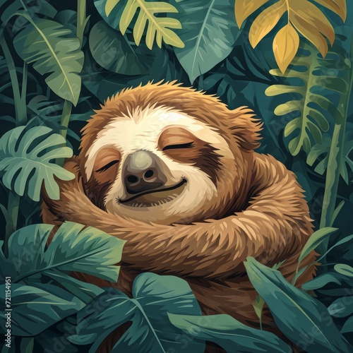 Charming Sloth Enjoying Rest