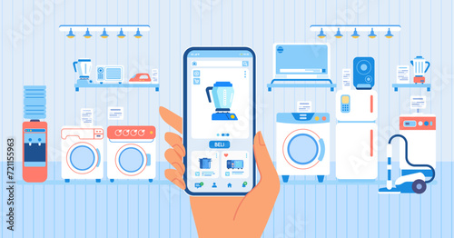 Shop Electronic and home appliances with smartphone application at store