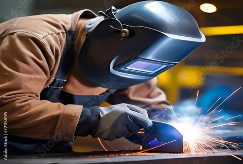 Industrial worker welding
