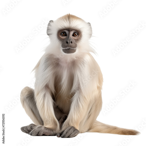 Monkey Sitting Isolated on Transparent Background. Generative ai © Dima
