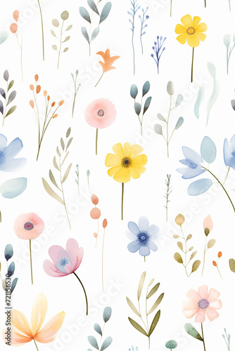 Pastel Colorful Flowers Background - Tile, Seamless Pattern. Vertical, Wallpaper © 39 Rako