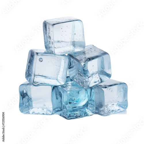 Ice cubes Isolated on Transparent and white Background. Generative ai