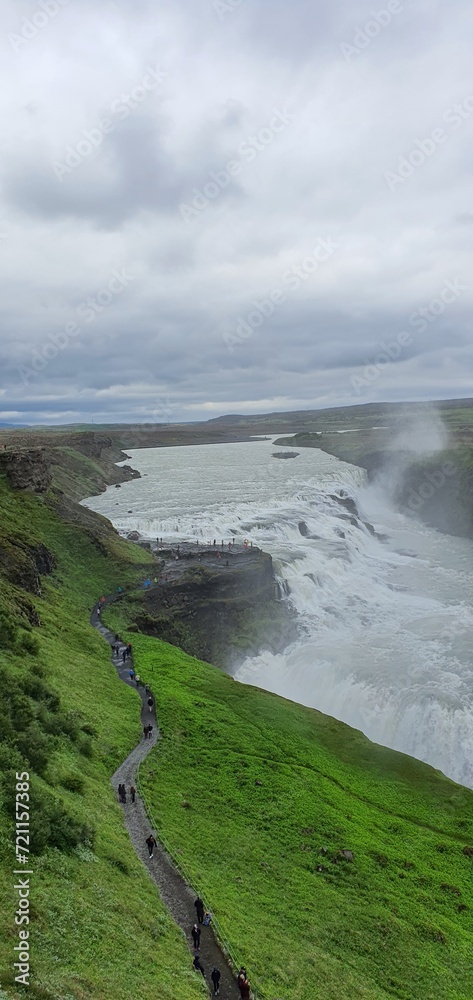 gullfoss waterfall in iceland on a cloudy day gullfoss waterfall in iceland on a cloudy day