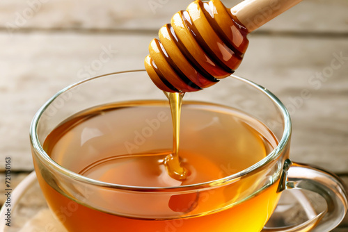 温かい紅茶に蜂蜜を入れる瞬間 photo