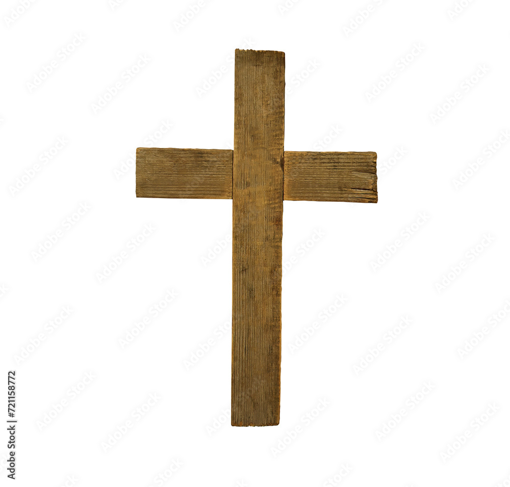 wooden cross on transparent background