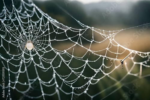 spider web with dew drops