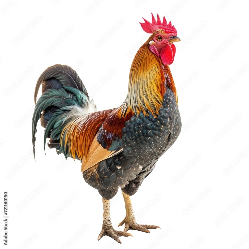 Serama Chicken in natural pose isolated on white background, photo realistic