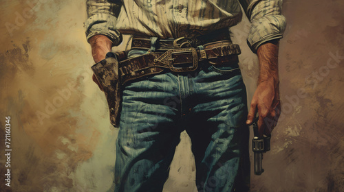 Young man with gun in belt