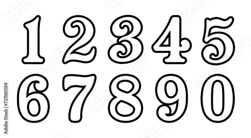 Vintage numbers from zero to nine