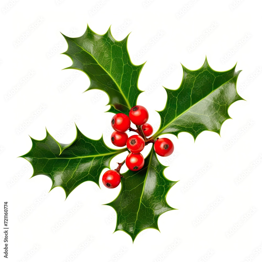 Holly Berries Leaves, Holy Berry Leaf, European Ilex Branch, Christmas Decoration Holly Berries Leaves, Holy Berry Leaf, European Ilex Branch, Christmas Decoration