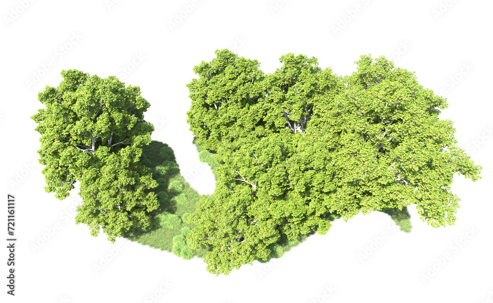 Green forest isolated on background. 3d rendering - illustration Green forest isolated on background. 3d rendering - illustration