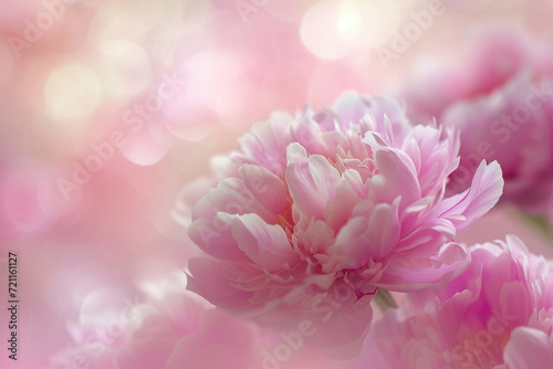 A captivating image capturing the essence of peonies in soft focus  creating a dreamy atmosphere