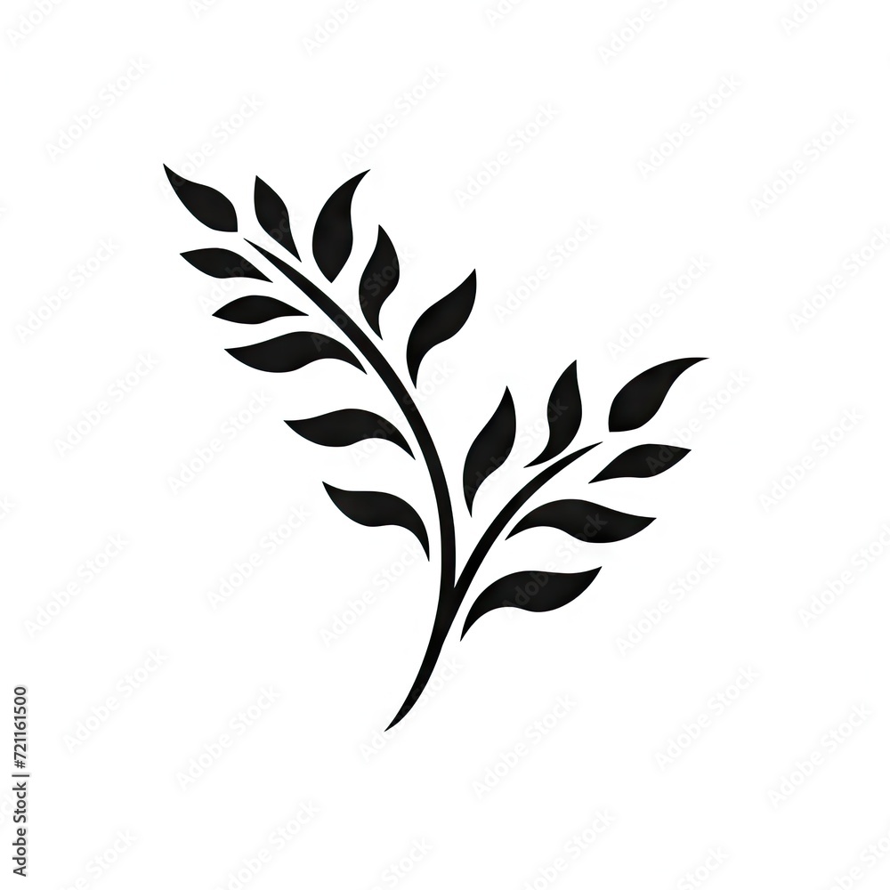 Laurel Branch Icon, Minimal Twig Symbol, Leaves Silhouette, Tree Branches Shape, Herbs, Plant Leaf