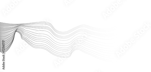 Abstract vector wavy lines flowing smooth curve black grey gradient isolated on transparent background in concept of technology, science, music, modern. Vector illustration