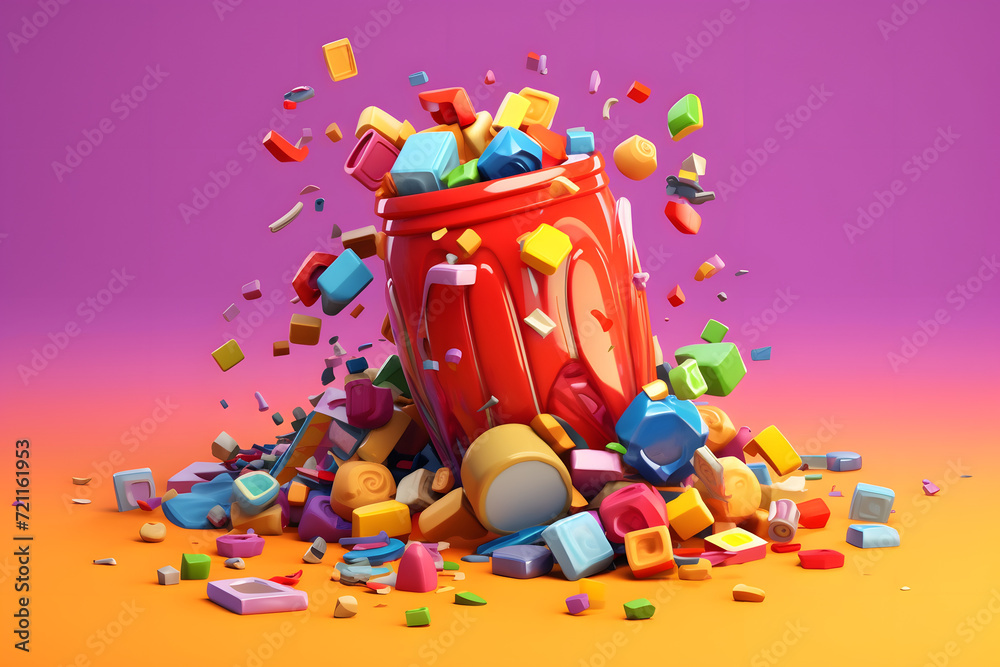Obraz premium 3d rendering of trash elements