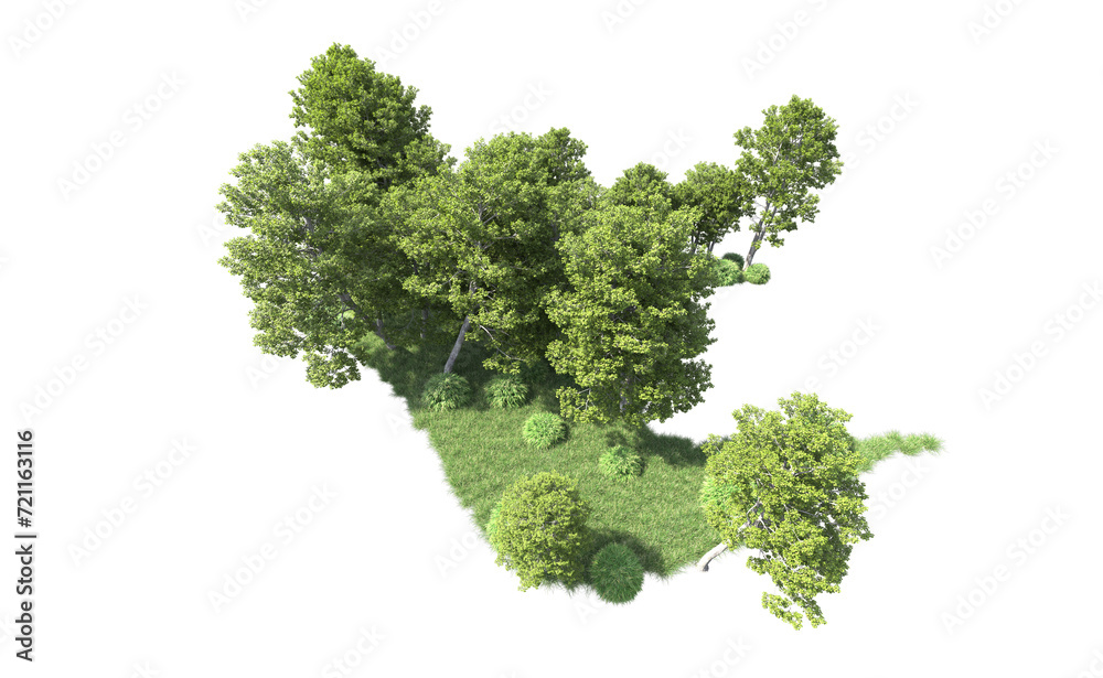 Green forest isolated on background. 3d rendering - illustration Green forest isolated on background. 3d rendering - illustration