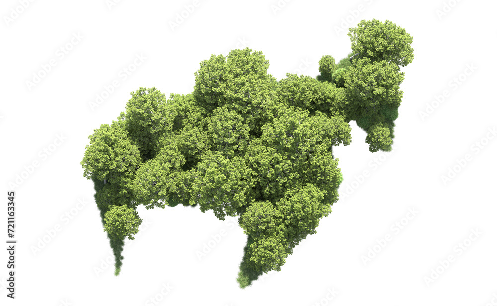 Green forest isolated on background. 3d rendering - illustration Green forest isolated on background. 3d rendering - illustration