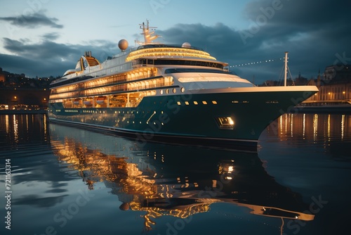 Oceanic Opulence: A Touristic Cruise Ship Yacht Sails Through the Sea, Redefining Vacation Luxury with Every Wave it Gracefully Encounters