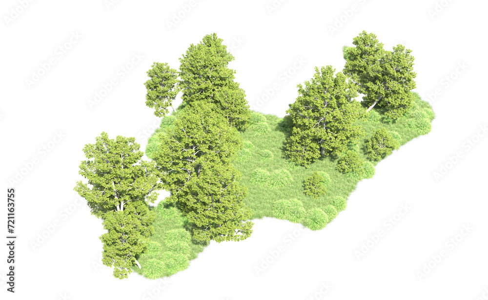 Green forest isolated on background. 3d rendering - illustration Green forest isolated on background. 3d rendering - illustration