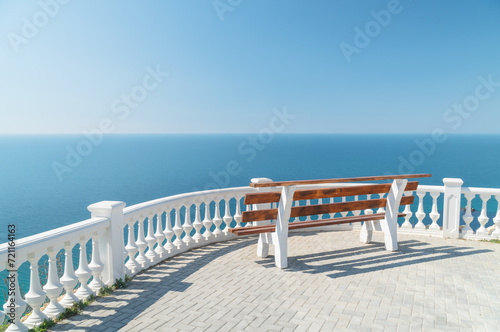 Balcony on the sea view with bench