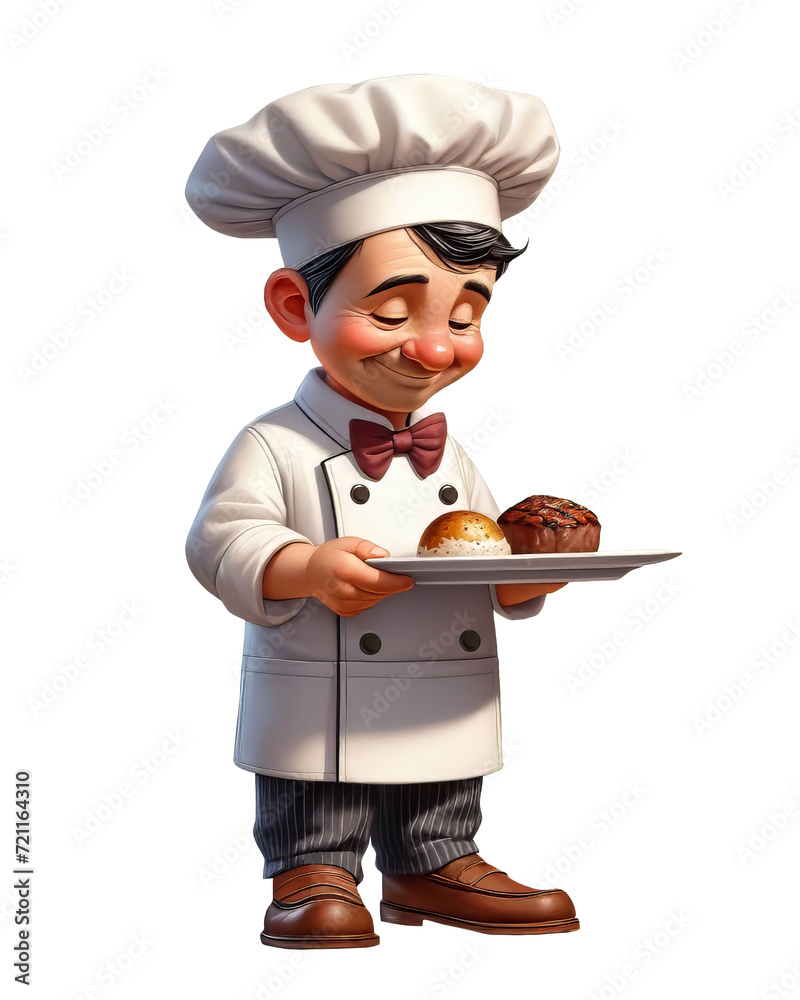 A professional Chef holding a giant steak dinner isolated on a transparent background A professional Chef holding a giant steak dinner isolated on a transparent background