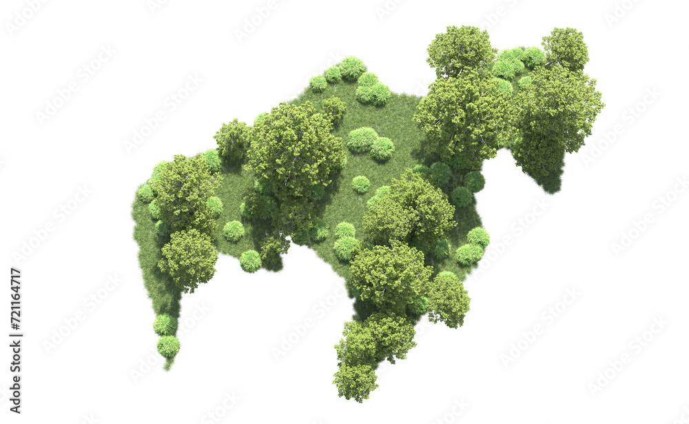 Green forest isolated on background. 3d rendering - illustration Green forest isolated on background. 3d rendering - illustration