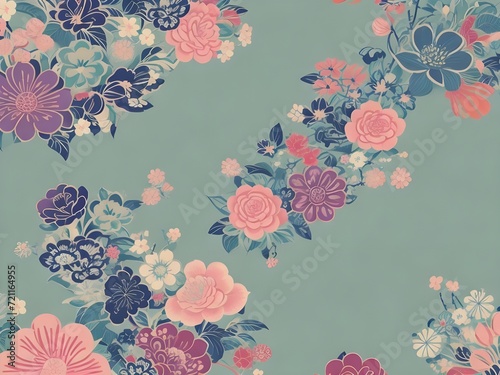 Japanese style flower background, pastel floral wallpaper