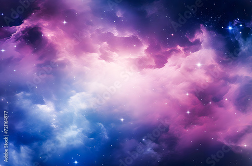 Abstract background of the night sky with clouds and stars. Vector illustration